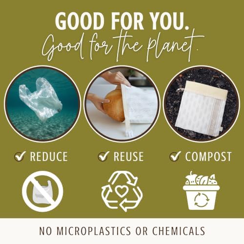 Nectar & Nest Reusable Beeswax Bread Bags for Homemade Bread & Sourdough | Organic Cotton, Beeswax-Lined XL 13x17 Waxed Bags Keep Sourdough Loaves Fresh Longer; Reusable, Zero Waste, Compostable