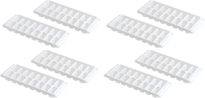 Easy Release White Ice Cube Tray, 16 Cube Trays (Pack of 8) (4 Pack - 64 Cubes)