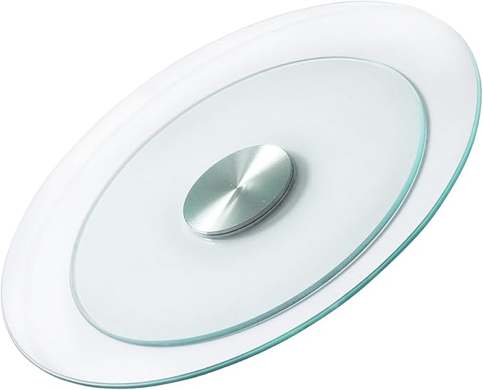 VEVOR 20 in Glass Lazy Susan Turntable, 360° Rotation Round Clear Tabletop Rotating Tray, Tempered Glass Dining Table Centerpiece, Smooth and Silent Spin, for Family Gatherings, Banquets & Weddings