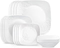 Corelle Cherish 16pc Dinnerware Set, Service for 4, 8 Plates 8 Bowls, Chip & Break Resistant, White Corelleware | Chip & Break Resistant, White Corelleware