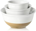 HASENSE Ceramic Serving Bowls, Large Salad Pasta Mixing Bowls Set, 2.1/1.0/0.5 Qt for Entertaining, White Nesting Batter Bowls for Prepping Baking, Dishwasher Microwave Safe, Set of 3