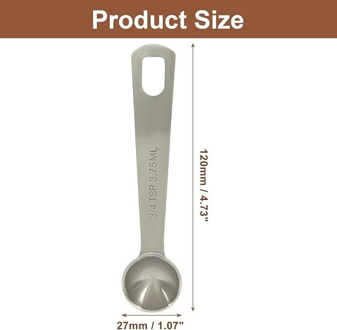 1/4 Tbsp (3/4 Tsp | 3.75 mL) Measuring Spoons, 2Pcs | Stainless Steel, For Coffee Powder, For Grains, For Loose Tea