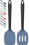 Coukre 2 Pack Silicone Spatula Set,High Heat Resistant, BPA-Free | Dishwasher Safe Kitchen Spatula for Nonstick Pans, Solid & Slotted Turners for Cooking, Sautéing, and Flipping, DarkBlueBlack