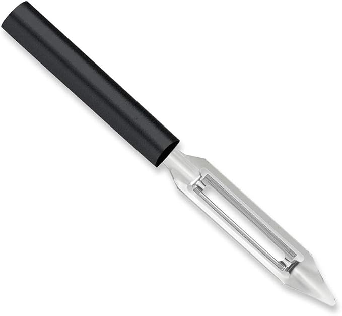 Rada Cutlery Vegetable Peeler (W232), Black Handle, Pack of 6 | 1.75" Stainless Steel Swiveling Blade, Black Resin Handle