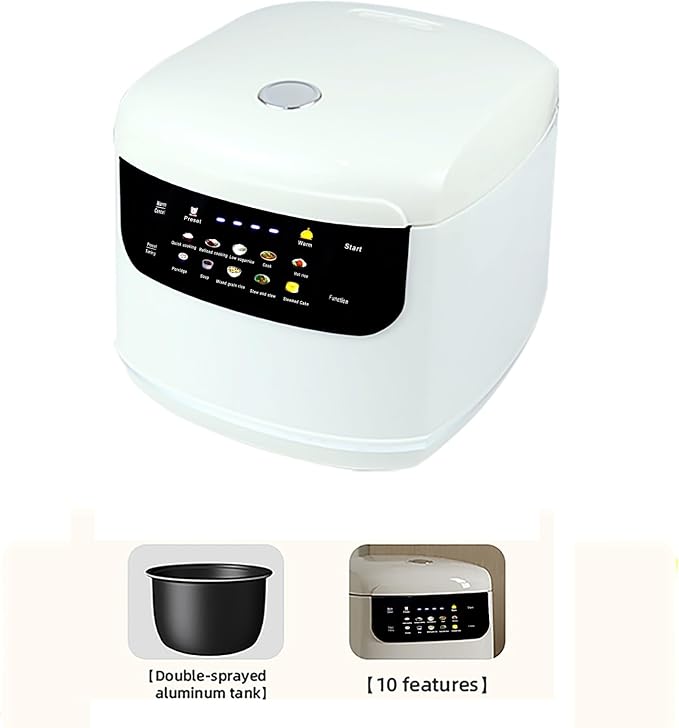 10 Functions Small 2L Rice Cooker,6 Cups Cooked/3-4 Cups Uncooked | Mini Rice Maker Non-Stick Inner Pot for1-4 People,24H Timer Delay and Keep Warm for Dorm,Office,Travel Kitchen Small Families