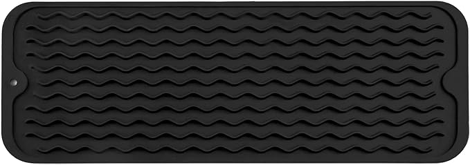 MicoYang Silicone Dish Drying Mat for Multiple Usage,Easy clean,Eco-friendly,Heat-resistant Silicone Mat for Kitchen Counter,Sink,Bar,Bottle,or Cup Black M 17 inches x 6 inches