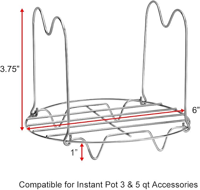 Steamer Rack Trivet with Handles Compatible with Instant Pot Accessories 3 Qt 5 Quart, Pressure Cooker Trivet Wire Steam Rack, Great for Lifting out Whatever Delicious Meats & Veggies You Cook