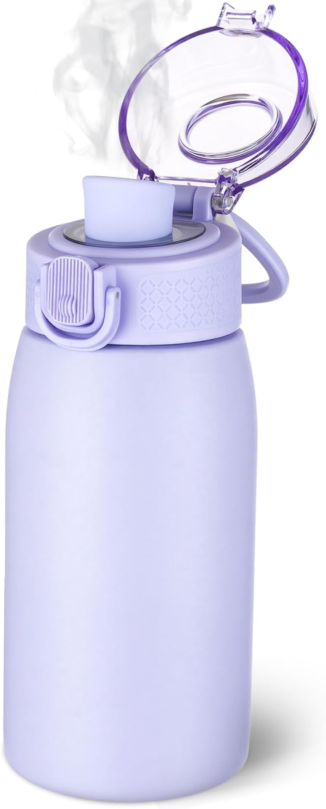 Insulated Water Bottle 12 oz with Dustproof Lid, Carry Handle & Tea Infuser, BPA-Free & Leakproof, Stainless Steel Water Bottles Ideal for Fitness, Hiking, Office & Outdoor Use （Light Purple ）