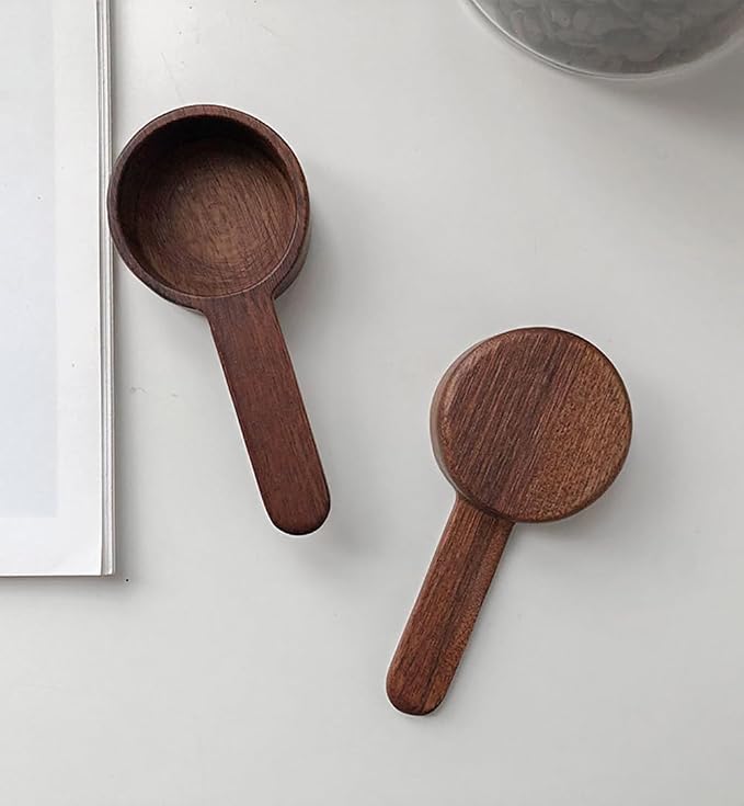 Coffee Spoons, ablespoon Scoop, Coffee Ground Spoon, Measuring for Ground Beans or tea, Soup Cooking Mixing Stirrer Kitchen Tools Utensils, 1 Wooden Tea Scoop (Walnut Wooden 3.86 in）
