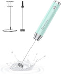 Maestri House LunaFro Rechargeable Milk Frother,Stand & 2 Detachable Whisks | 8000RPM Turbo Motor, 1200mAh lithium battery, Handheld Milk Frother for Lattes, Cappuccino, Matcha & Powdered Supplements