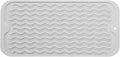Silicone Dish Drying Mat, Non-Slip Easy Clean Sink Mat, Translucent, 12"x6" | Quick-Dry Ridges, Large Heat-resistant Dish Drainer Mat for Kitchen Counter, Hangable & Roll-Up for Storage, Dishwasher Safe