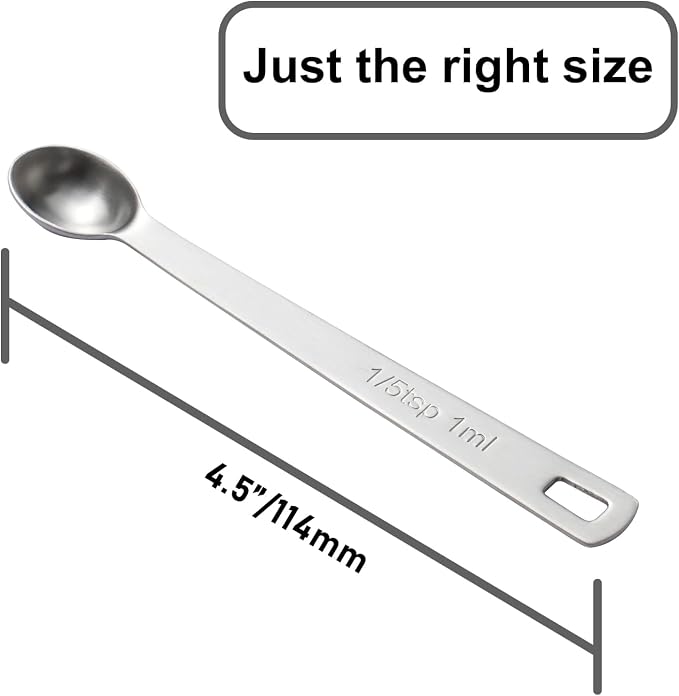 2PCS 1/5tsp(1ml) Mini Measuring Spoon, Small Teaspoon for Tiny Amounts | High Precision, Food-Grade, ‌Rust-Free, Dishwasher-Safe, Easy-Read Markings, Multi-Purpose, Sturdy & Durable