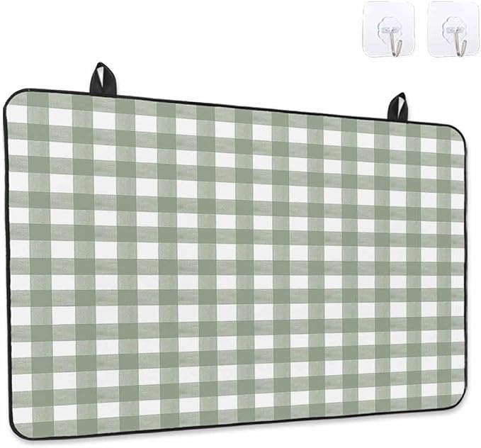 Stove Top Covers for Electric Stove 24x21 Inches, Sage Green Buffalo Plaid HeatResistant Glass Cooktop Protector, Country Green White Checker Modern Ceramic Stovetop Countertop Covers Mat, Oven Cover