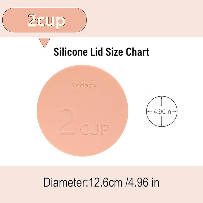 Yodecy Silicone Bowl Lids fit Pyrex Glass Bowls 7200-PC 2 Cup, fit Anchor Hocking Glass Bowls 7200-PC 2 Cup,Replacement Lids 4.76in/12.1cm(4 Pack Pastel Pink)