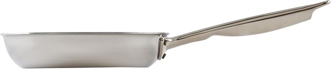 Winco 8" Tri-Ply Stainless Steel Fry Pan, Non-Stick | Large flat bottom for even heat distribution, Induction compatible, Steel, Great for Sauteing, Frying and Restaurant Kitchens
