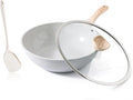 Kordisen Ceramic Wok Pan, 12 Inch Nonstick Wok with Lid, Healthy Non Toxic Woks & Stir-fry Pans for Cooking, Induction Cookware, PFOA & PFAS Free (Grey)