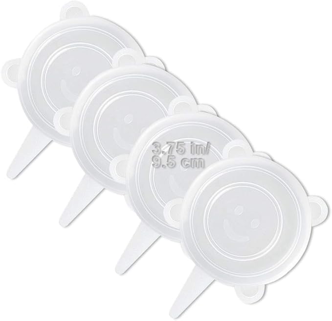 LELE LIFE 4 Pack Same Size Silicone Stretch Lids, Thicker Reusable Sturdy Silicone Container Cover, Expandable Food Storage Covers, Dishwasher and Freezer Safe, 3.75in(9.5cm)