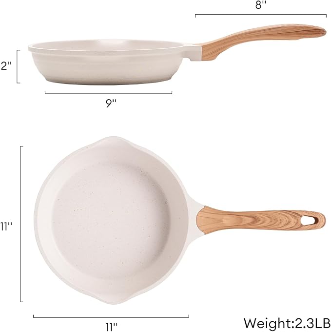 JEETEE 11 Inch Nonstick Frying Pan Skillet with Dual Spouts Cooking Pan | All Stove Compatible Easy-Clean, Even Heating, PFOA Free, Cool Ergonomic Handle, Non Stick Fry Pan for Omlet Steak Fish,Grey