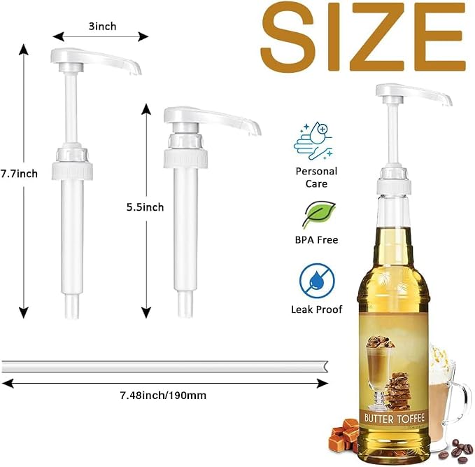 12 Pcs White Coffee Syrup Pump Compatible with 25.4Oz/750ml Bottles | Syrup Dispenser Pumps, Great for Home & Coffee Bar, Drinking Mixes, Tea, Beverage, Cocktails, Syrup Bottles, Plus Spoons