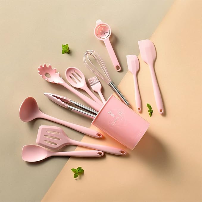 Kitchen Utensils Set-12 Pieces Silicone Cooking Utensils Set (Dishwasher Safe) 392°F Heat Resistant Spatula Set, Nonstick Cookware | Dishwasher Safe 392°F Heat Resistant Spatula Set Kitchen Utensil Set for Nonstick Cookware,Best Kitchen Tools with Holder