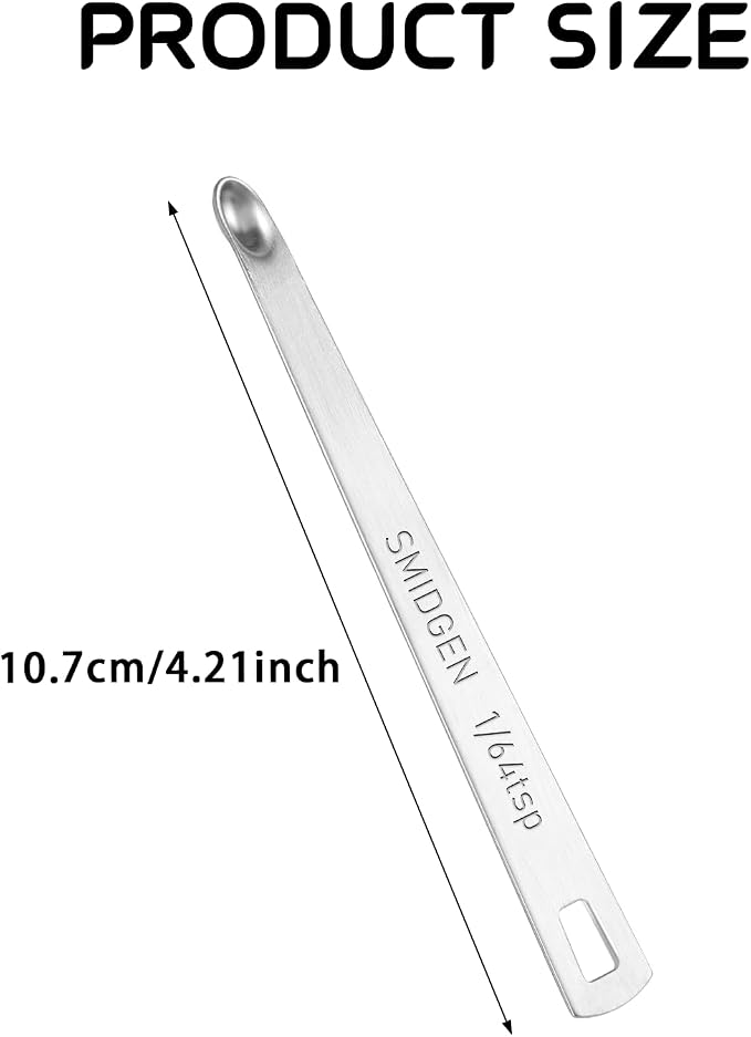 4 PCS 1/64 Teaspoon(1/64 Tsp | 0.083 mL | 0.083 cc) Single Measuring Spoon, Small Measuring Spoon Only, Stainless Steel Mini Measuring Spoons for Cooking