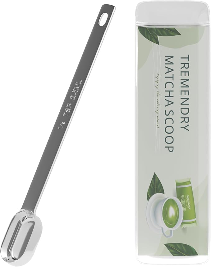 Matcha Scoop, 1g(1/2tsp|2.5ml) Measuring Spoon for Tea Powder | Precise Measurement, Food-Grade Stainless Steel, Anti-Rust,Dishwasher-Safe, Slender Shape, For Matcha Lovers & Home Brewers