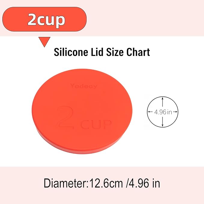 Yodecy Silicone Bowl Lids fit Pyrex Glass Bowls 7200-PC 2 Cup, Yodecy Silicone Bowl Lids fit Anchor Hocking Glass Bowls 7200-PC 2 Cup,Replacement Lids 4.76in/12.1cm(4 Pack Red)