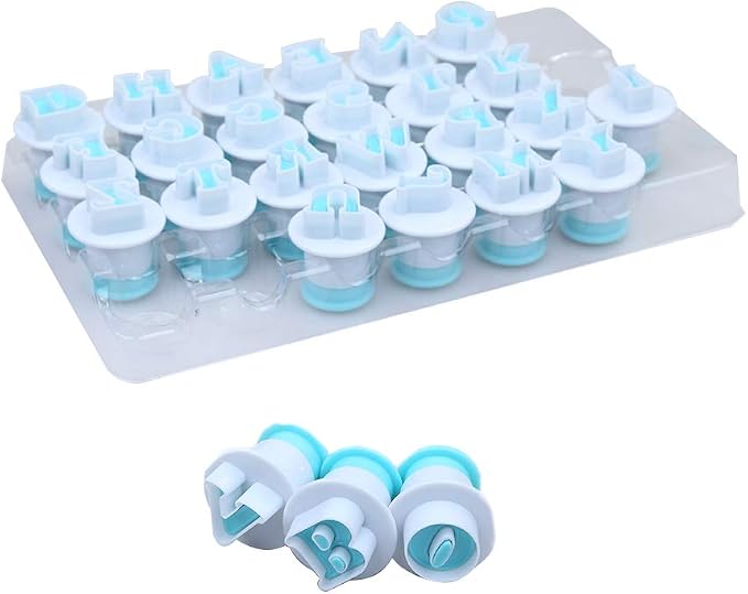 Hoypeyfiy 26PCS/Set Cookie Stamp Impress Cookie Cutters Alphabet Letter and Number Cake Biscuit Mold Shape DIY Cookie Biscuit Alphabet Cake Tool Embosser Cutter (Upper Case Shape)