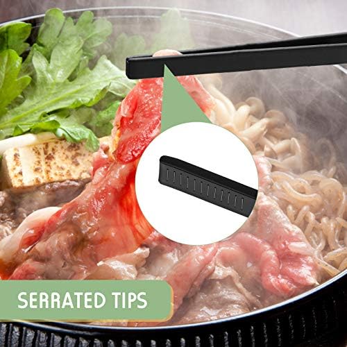 Patelai 2 Pcs 11.8 Inch Silicone Tongs for Cooking Silicone Tweezer Trivet Toaster Tongs Long Heat Resistant Kitchen Grilling Serving Utensils for Food BBQ, Pan Fried Steak, Salad(Black)