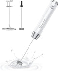 Maestri House LunaFro Rechargeable Milk Frother,Stand & 2 Detachable Whisks | 8000RPM Turbo Motor, 1200mAh lithium battery, Handheld Milk Frother for Lattes, Cappuccino, Matcha & Powdered Supplements
