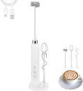 Rechargeable Milk Frother Handheld with 3 Detachable Stainless Whisks, 3 Speed Adjustable Drink Mixer, Mini Frother Wand for Coffee, Matcha, Protein Shakes, with Charging Base and Whisk Storage