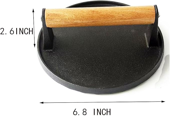Barbecue Tools Burger Press 6.8"Round Heavy Duty Cast Iron Hamburger press Patty MakerGifts for Man And Dads Who Love Barbecue (6.8")