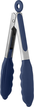 U-Taste Kitchen Tong for Cooking, 600ºF Heat-Resistant, 7in/Midnight Blue | Small Mini Silicon Tongs for Serving Food, Short Salad Thong with Non Stick Rubber Tips & 18/8 Stainless Steel Handle