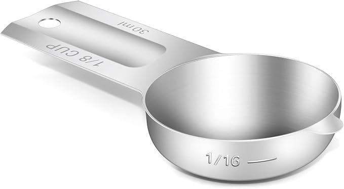 1PCS 1/8CUP(30ml, 1oz) Measuring Cup, 18/8 Stainless Steel Measure Scoop | High Precision, Food-Grade 304 SS, ‌Rust-Free, Dishwasher-Safe, Easy-Read Markings, Multi-Purpose, Sturdy & Durable