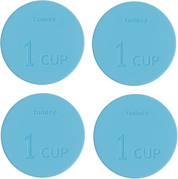 Yodecy Silicone Bowl Lids fit Pyrex Glass Bowls 7202-PC 1 Cup, Yodecy Silicone Bowl Lids fit Anchor Hocking Glass Bowls 7202-PC 1 Cup,Replacement Lids 3.8in(4 Pack Blue)
