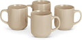 Amazon Basics Stoneware Coffee Mugs, 16 oz, 4-Piece Set, Gloss-Glazed, Stain-Resistant, Microwave, Freezer and Dishwasher-Safe, Linen Gray