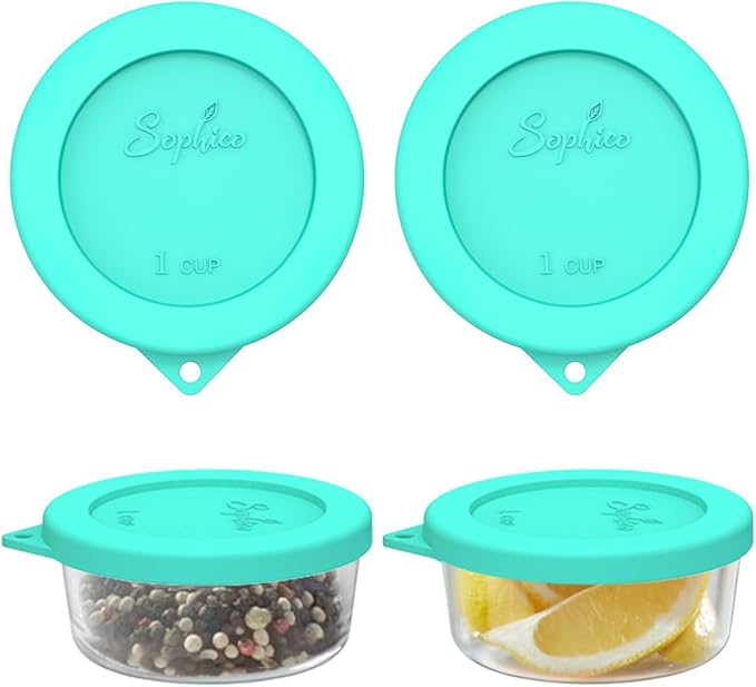 SOPHICO 1 Cup Round Silicone Replacement for Pyrex & Anchor Hocking 7202-PC | Food Grade Silicone, Leakproof、Airtight Lids, Dishwasher Microwave Safe