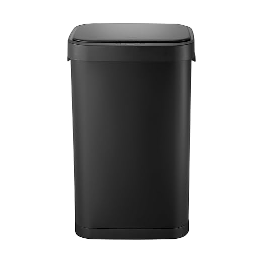 13 Gallon Trash Can, Touchless Stainless Steel Kitchen Bin (Black) | Automatic Motion Sensor Lid | 50L Fits 13 Gal Tall Kitchen Bags | Anti-Fingerprint Brushed Finish | For Home Office