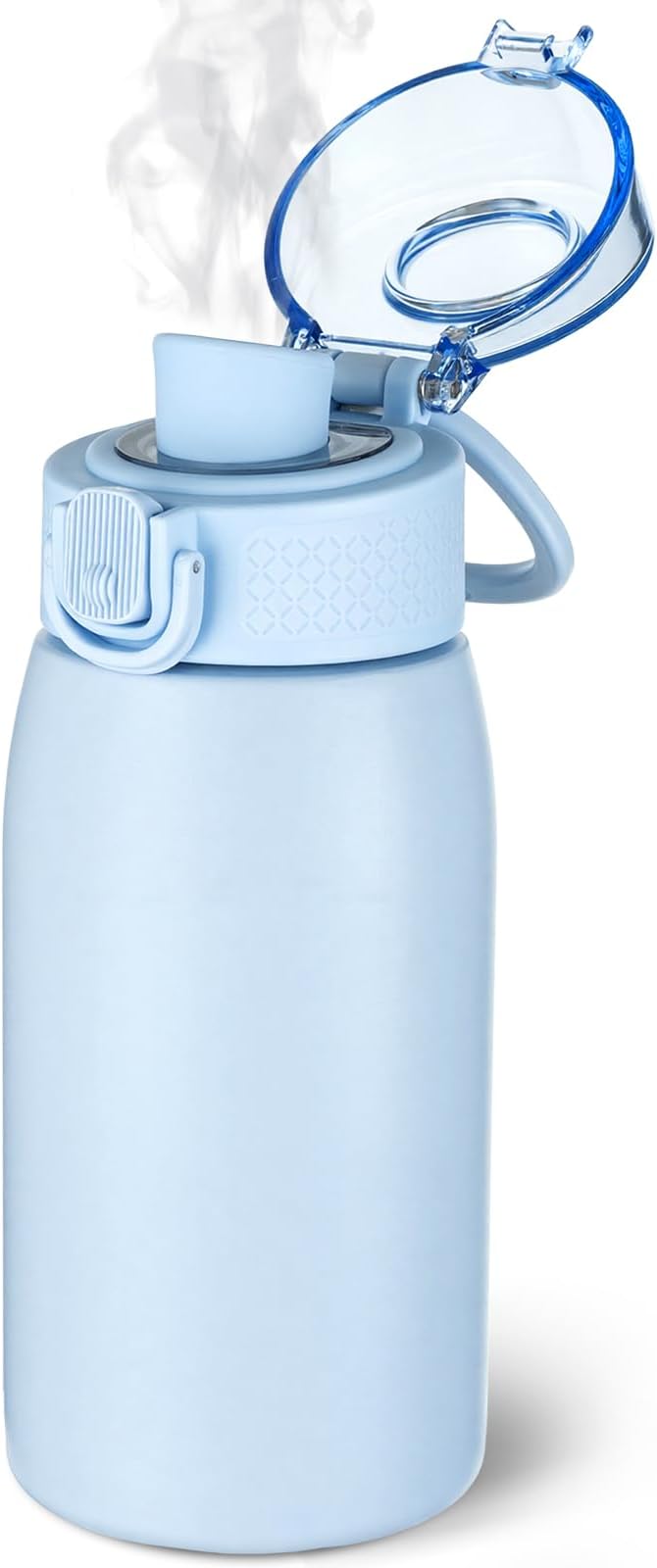 Insulated Water Bottle 12 oz with Dustproof Lid, Carry Handle & Tea Infuser, BPA-Free & Leakproof, Stainless Steel Water Bottles Ideal for Fitness, Hiking, Office & Outdoor Use （Light Blue ）