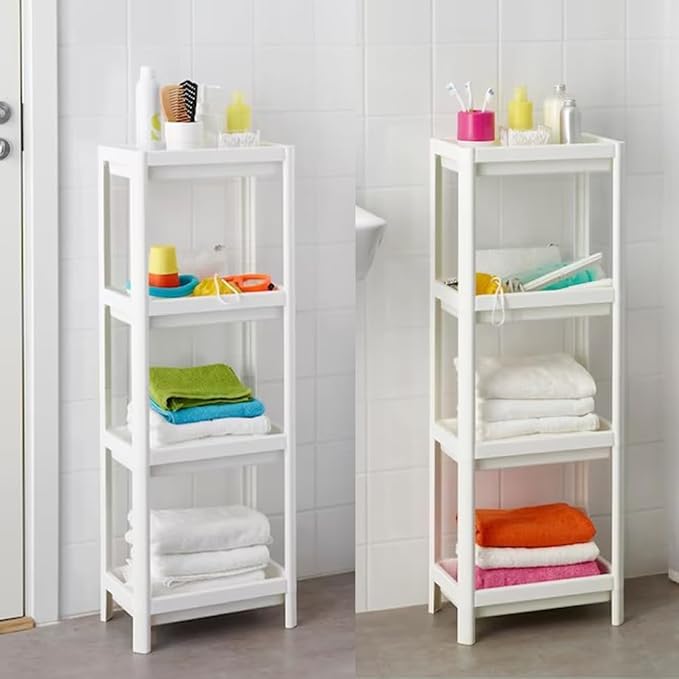 HIEEY 4 Tier Bathroom Shelf,Bathroom Rack, Shelves Organizer, for Laundry Pantry Kitchen Narrow Places