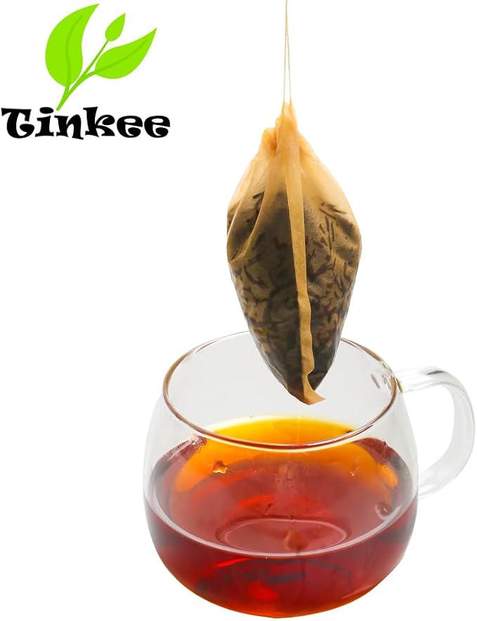 Tea Filter bags, safe and natural material, disposable tea infuser, empty tea bag with drawstring for loose leaf tea, set of 100（3.15 x 3.94 inch ） (Initial)
