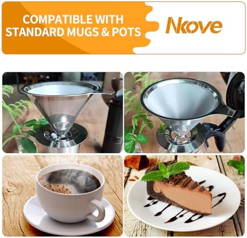 NKOVE Pour Over Coffee Dripper Stainless Steel Reusable Filter Coffee Maker (Pack of 2)