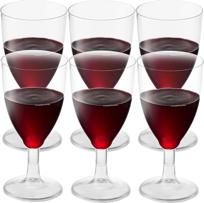 7 Oz Clear Disposable Plastic Wine Glasses (120-Pack) BPA-Free Stemmed Cups | Reusable Party Cups for Outdoor Parties, Weddings, Toasts, Wine, Cocktails, Drinks, Catering, Receptions & Celebrations