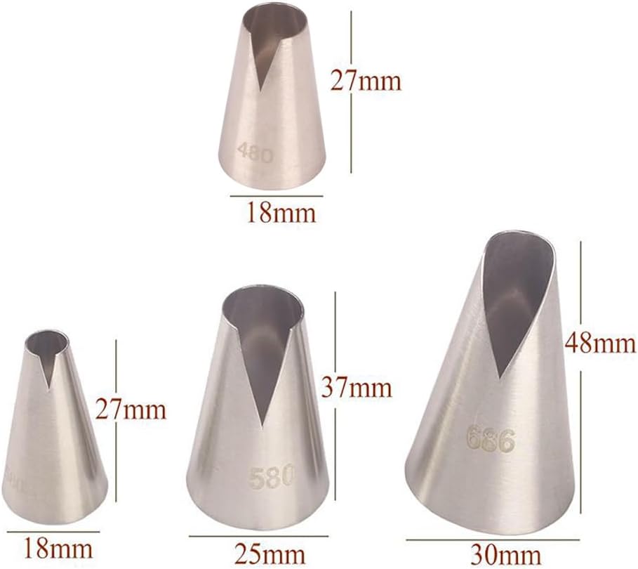 St. Honore Piping Tips with Bags, Large V Shape Tip for Cake Decorating