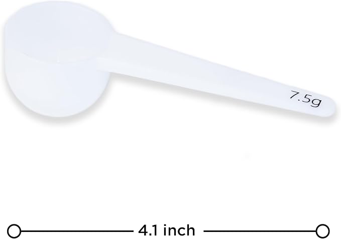 Measure spoons | measuring spoons set of 6 | exact dosing 3 gram scoop, 5 gram scoop, 7,5g, 10g, 15g, 30g | kitchen measuring set for powder and liquids | plastic medicine spoon and cups