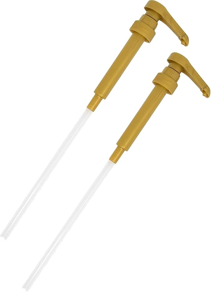Syrup Pump Compatible with Torani, DaVinci and Skinny (Set of 2) - fits bottles (25.4 oz-750ml) (Gold) | Leak-free, 1/4oz precision pump with locking nozzle. Great for coffee bar accessories, dirty soda stations & dessert sauces