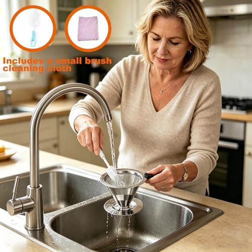 NKOVE Pour Over Coffee Dripper Stainless Steel Reusable Filter Coffee Maker (Pack of 2)