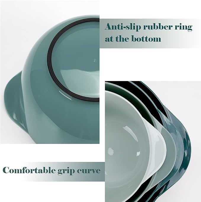 BoxedHome Plastic Mixing Bowl Set of 4, BPA free | 4.5,3.5,2.5 & 1.7qt, Microwave Safe