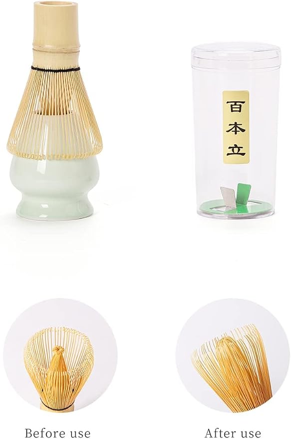 TANG PIN Matcha Set - Match Bowl and Whisk, 15 OZ Matcha Whisk Set | Matcha Scoop | Matcha Whisk Stand (Chasen Holder) - 5pc Perfect Matcha Kit for Matcha Tea Ceremony (Green)
