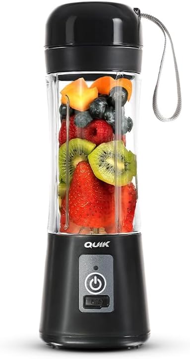 Portable Blender - Cordless 13oz. Personal Blender for Shakes and Smoothies, Licuadora, BPA Free, USB-C Rechargeable, Mini juicer for Travel, Leakproof, Juicer Cup, Ice Crush (Black)